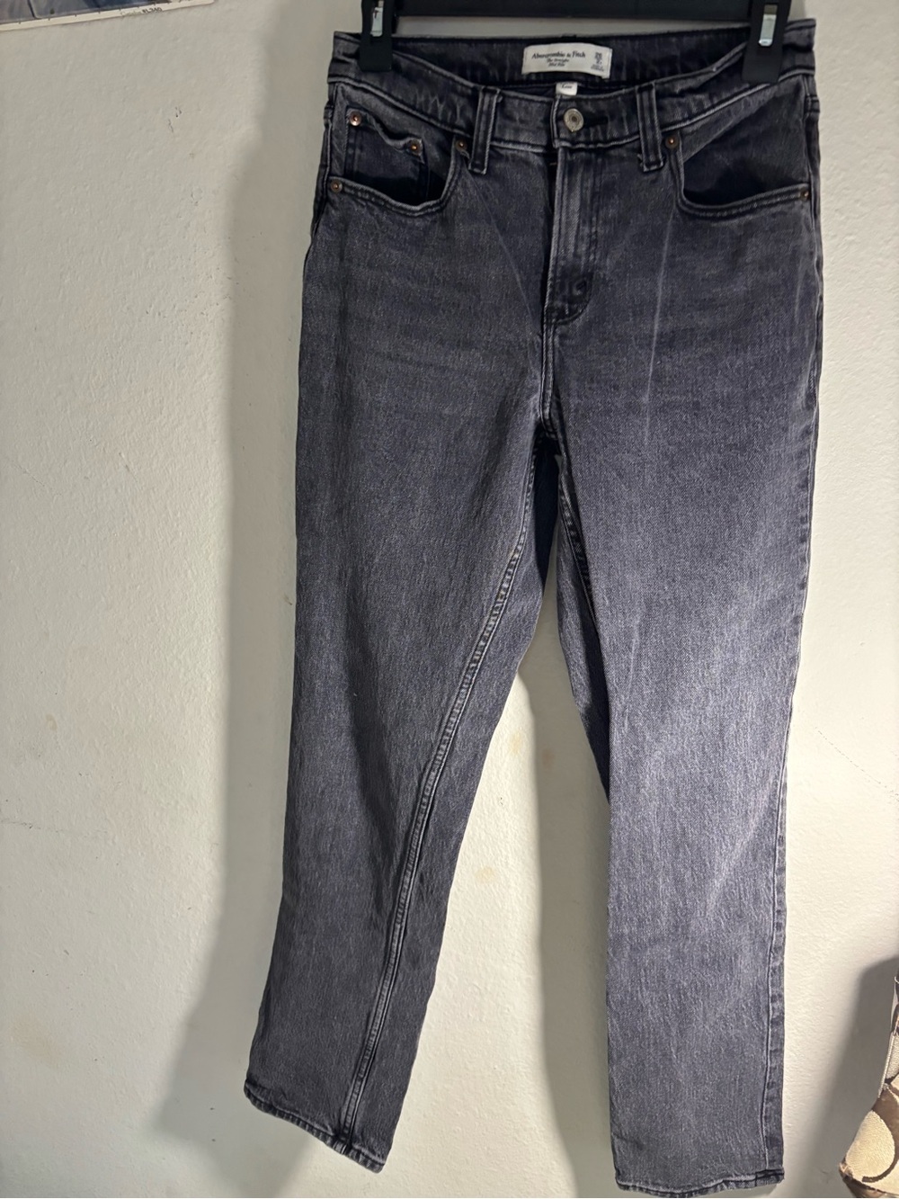 Abercrombie and Fitch The Straight Mid Rise Curve Love Black straight leg jeans